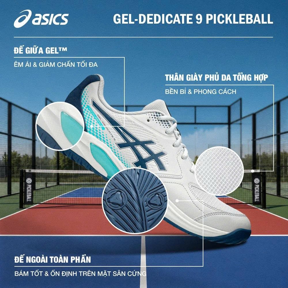Giày Tennis Pickleball Asics Nam Gel Dedicate 9 | 1041A545.020